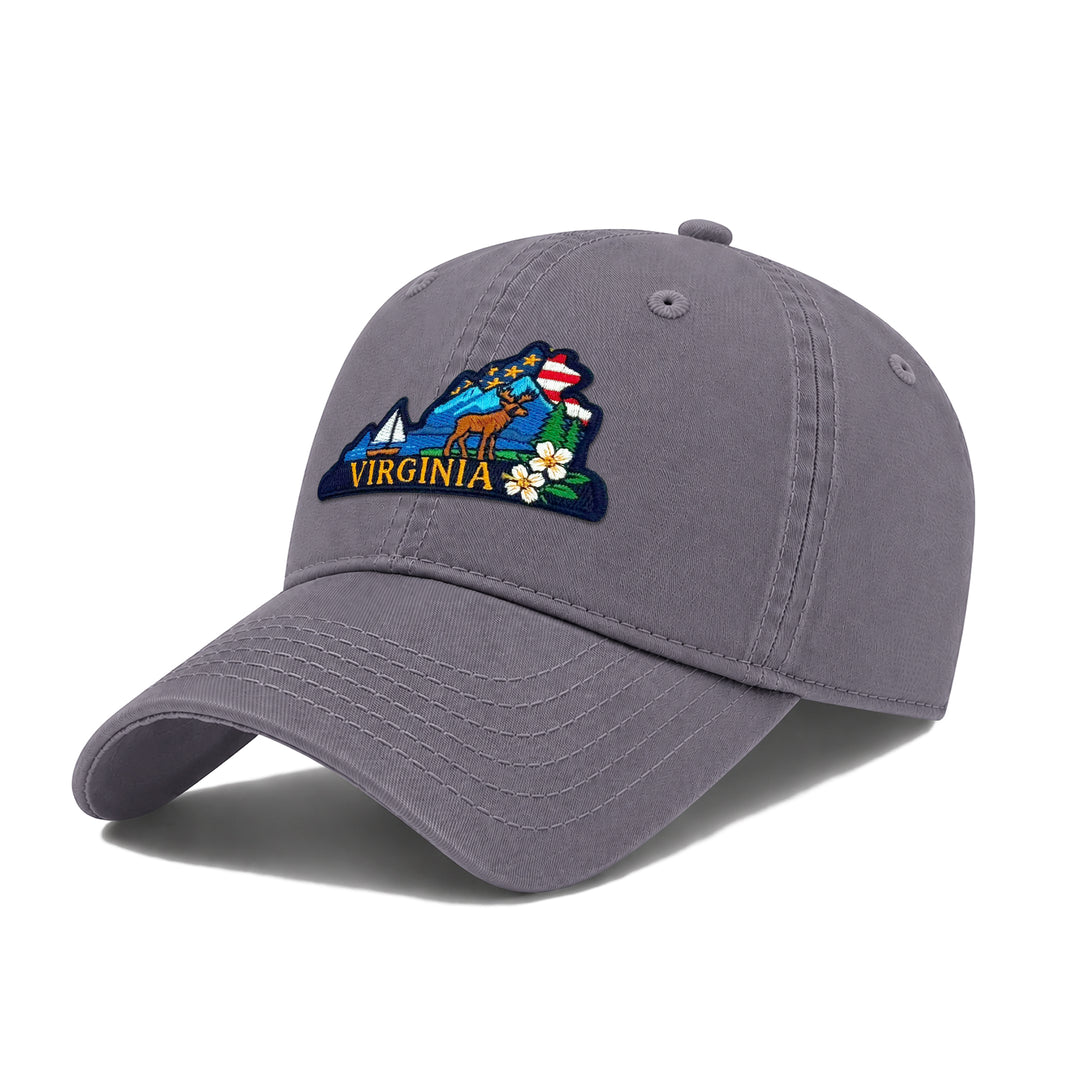 Virginia Washed Baseball Cap | Vintage Cotton Twill Adjustable Hat | Embroidered Virginia Travel Souvenir Cap