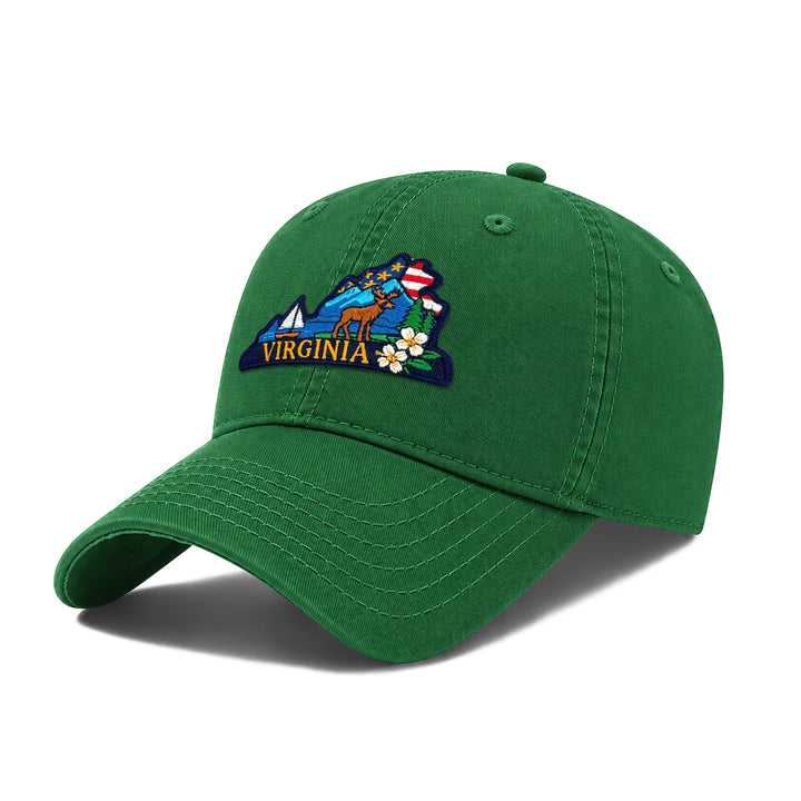 Virginia Washed Baseball Cap | Vintage Cotton Twill Adjustable Hat | Embroidered Virginia Travel Souvenir Cap