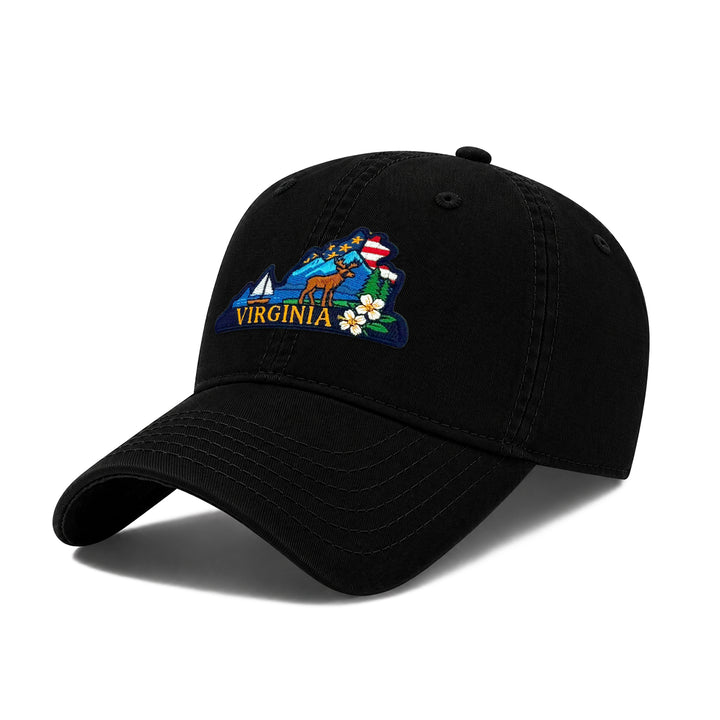 Virginia Washed Baseball Cap | Vintage Cotton Twill Adjustable Hat | Embroidered Virginia Travel Souvenir Cap