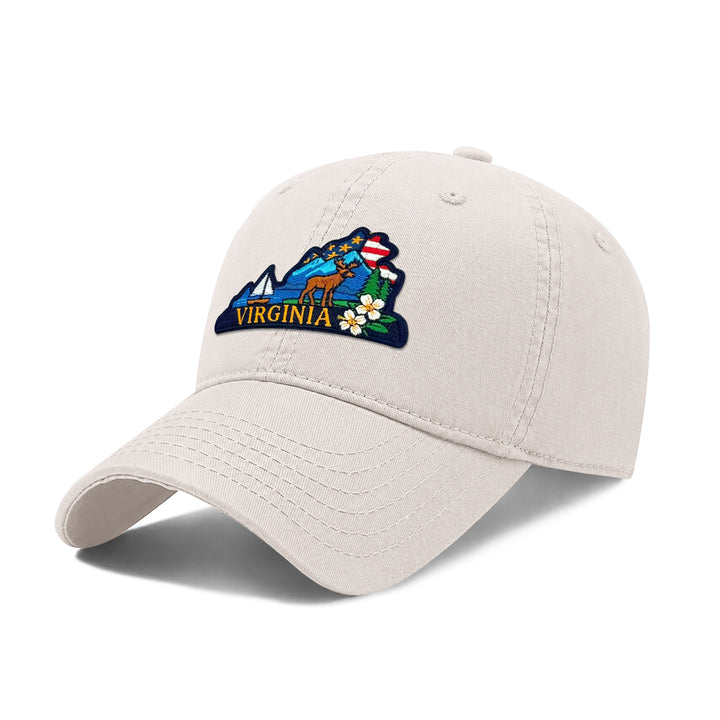 Virginia Washed Baseball Cap | Vintage Cotton Twill Adjustable Hat | Embroidered Virginia Travel Souvenir Cap