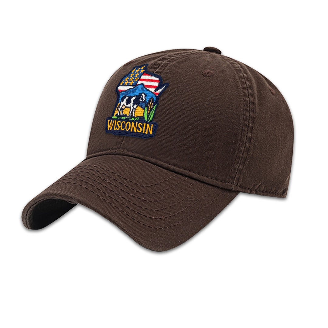 Wisconsin State Pride Embroidered Patch Baseball Cap for Everyday Wear