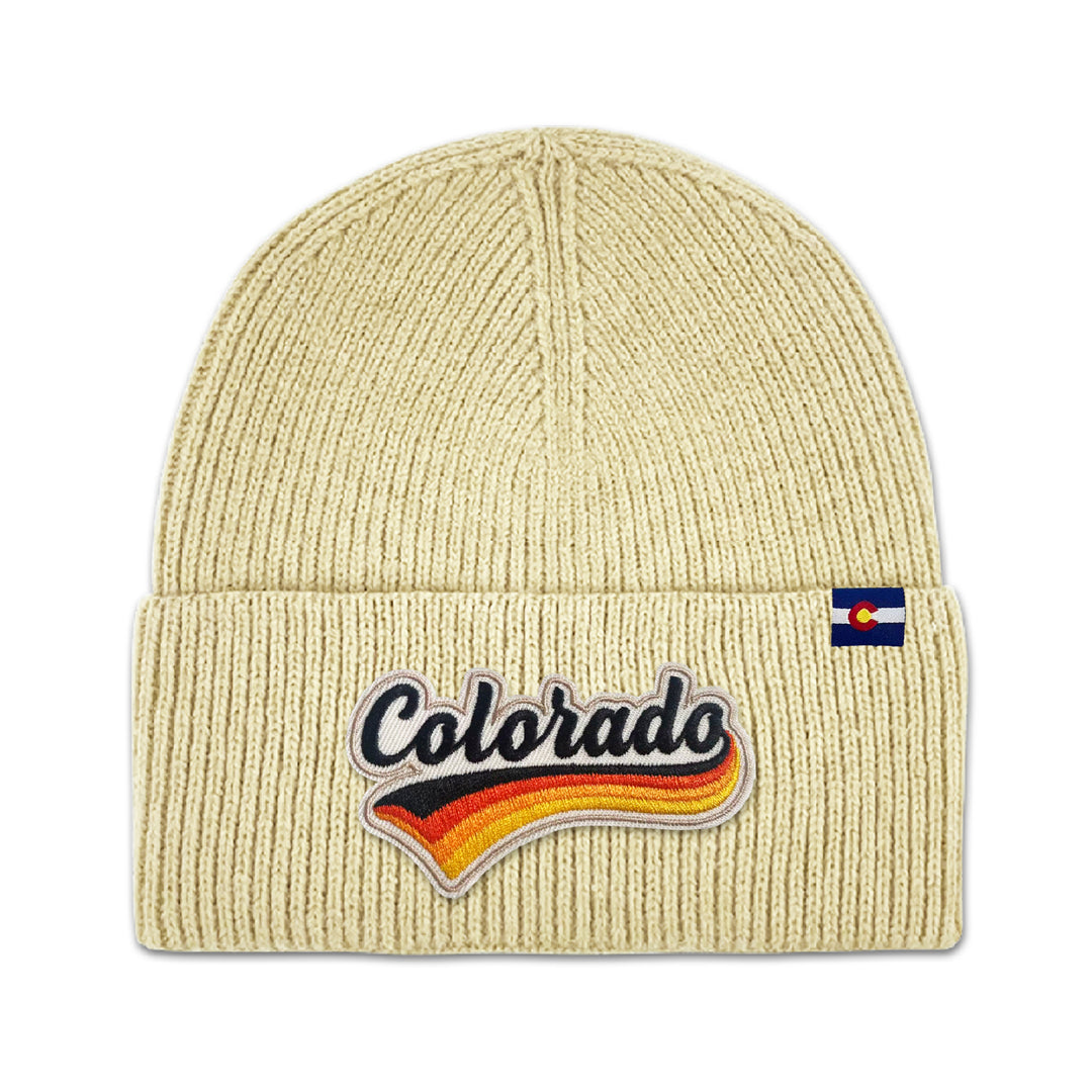 Colorado Retro Script Knit Beanie for Outdoor Adventure Lovers
