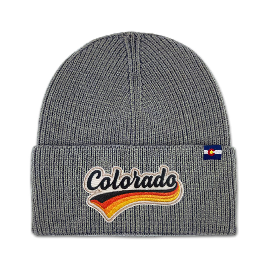 Colorado Retro Script Knit Beanie for Outdoor Adventure Lovers