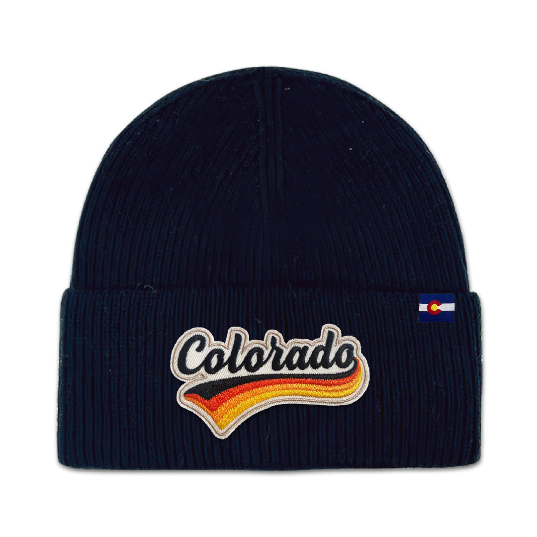 Colorado Retro Script Knit Beanie for Outdoor Adventure Lovers