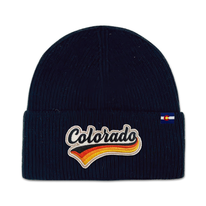 Colorado Retro Script Knit Beanie for Outdoor Adventure Lovers