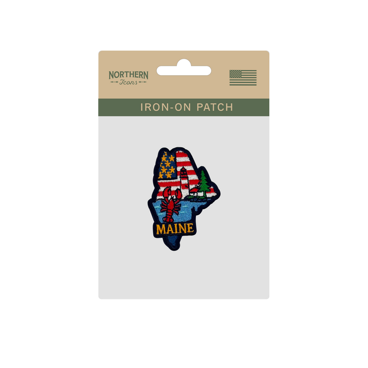 Maine Lobster Lighthouse Embroidered Patch Iron On State Souvenir Badge