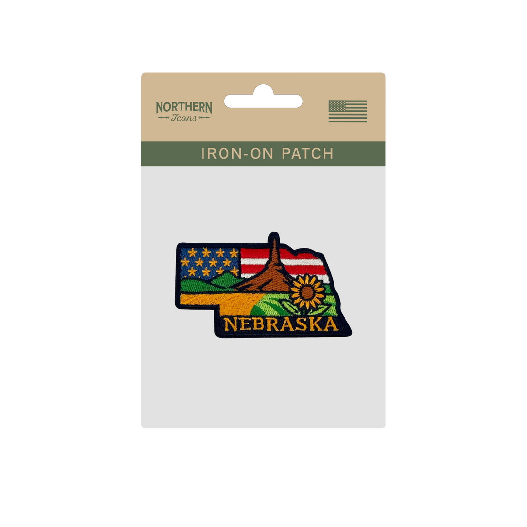 Nebraska Prairie Sunflower Embroidered Patch Iron On State Souvenir Patch