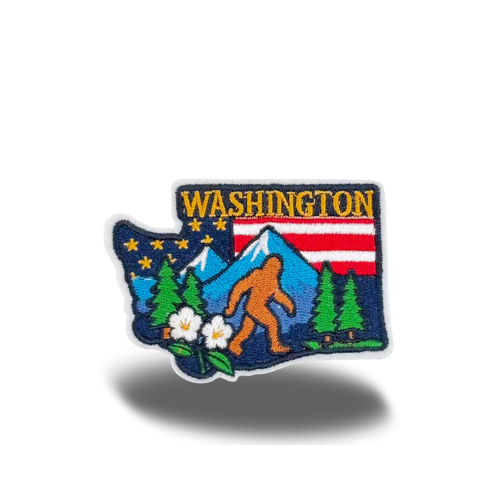 Washington Bigfoot Forest Embroidered Patch Iron On State Souvenir Patch