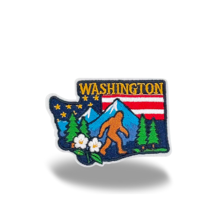 Washington Bigfoot Forest Embroidered Patch Iron On State Souvenir Patch