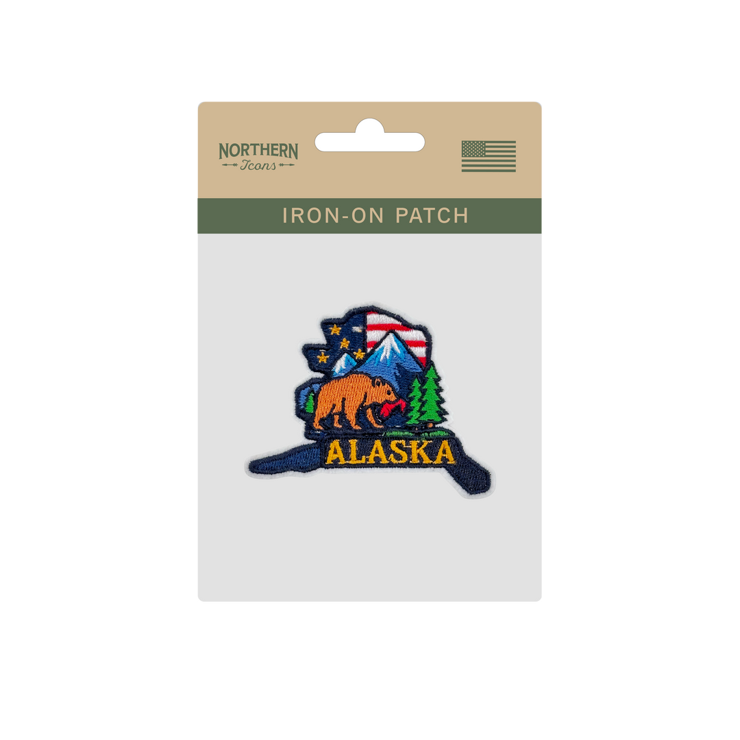 Alaska Bear Mountain Embroidered Patch for Hats Jackets Bags