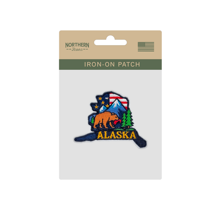 Alaska Bear Mountain Embroidered Patch for Hats Jackets Bags