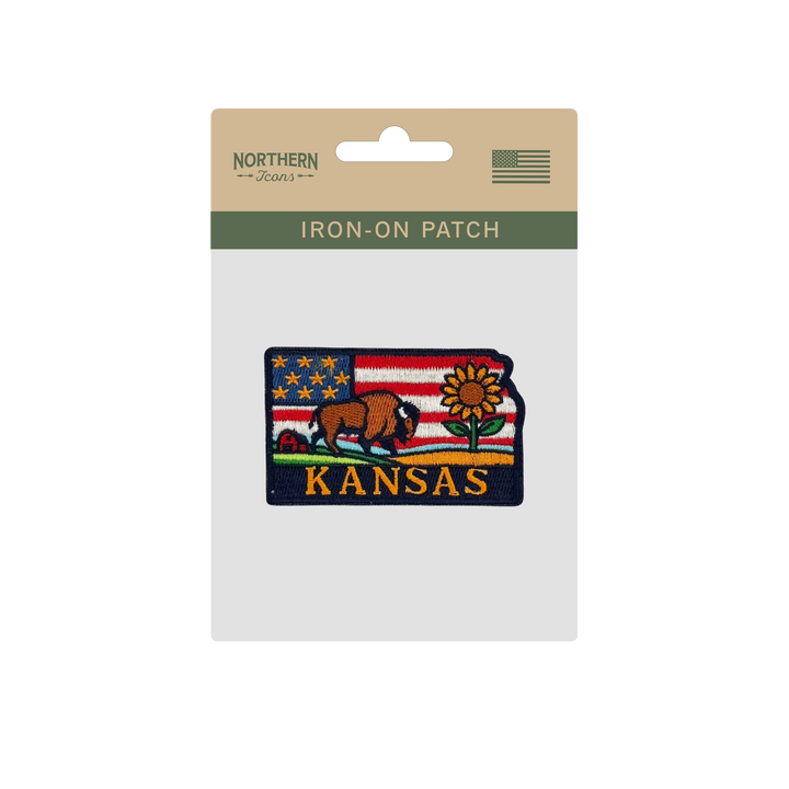 Kansas Bison Sunflower Embroidered Patch for Hats Jackets Bags