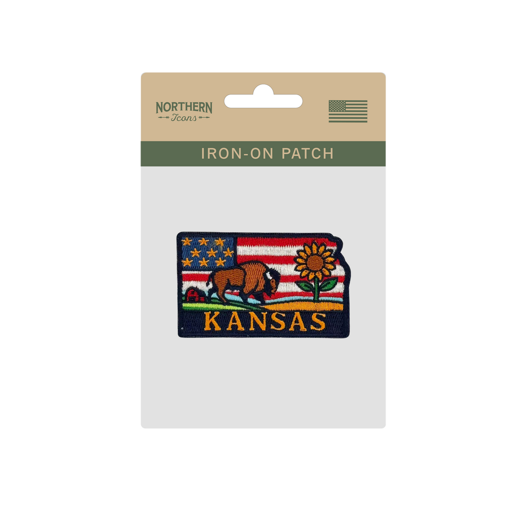Kansas State Embroidered Patch Baseball Cap – Sunflower & Bison Souvenir Hat