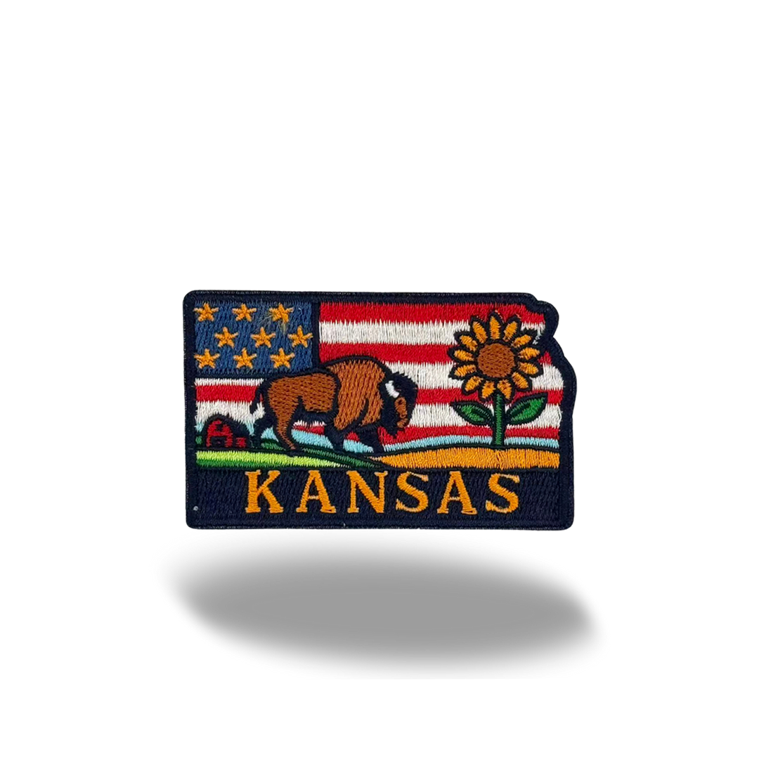 Kansas State Embroidered Patch Baseball Cap – Sunflower & Bison Souvenir Hat