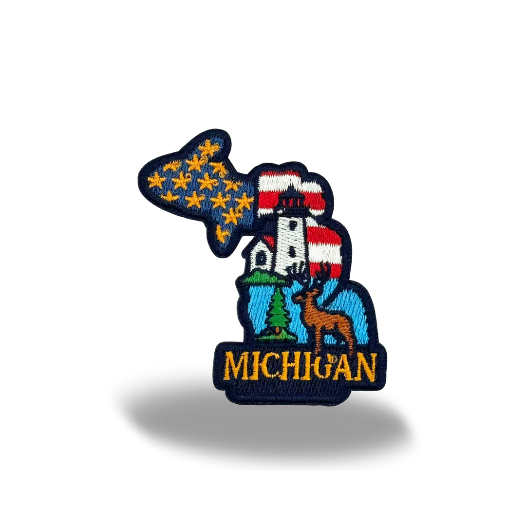 Michigan Washed Cotton Twill Baseball Cap with Vintage Patch for Men Women
