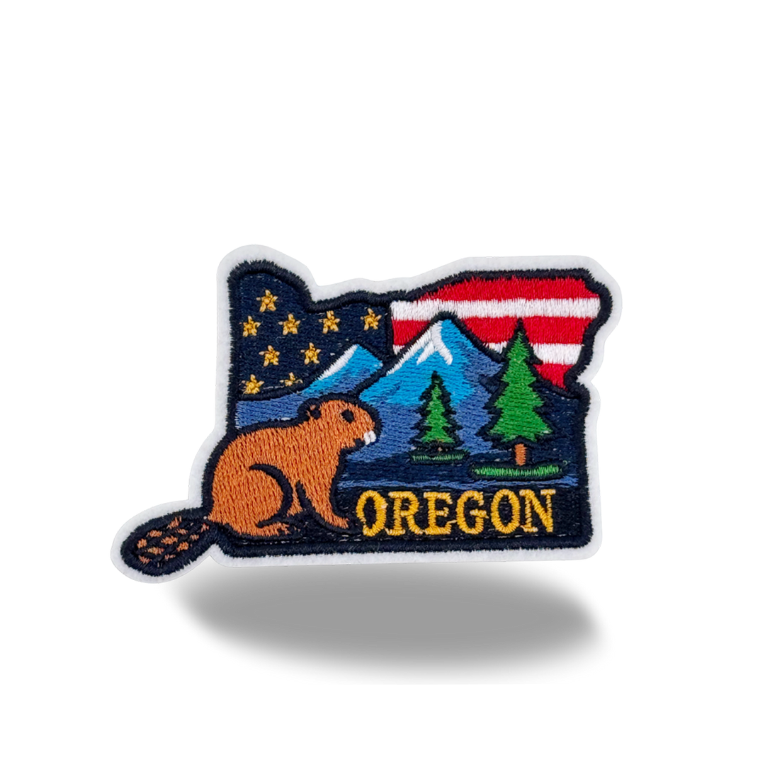Oregon Beaver Mountain Embroidered Patch for Hats Jackets Bags