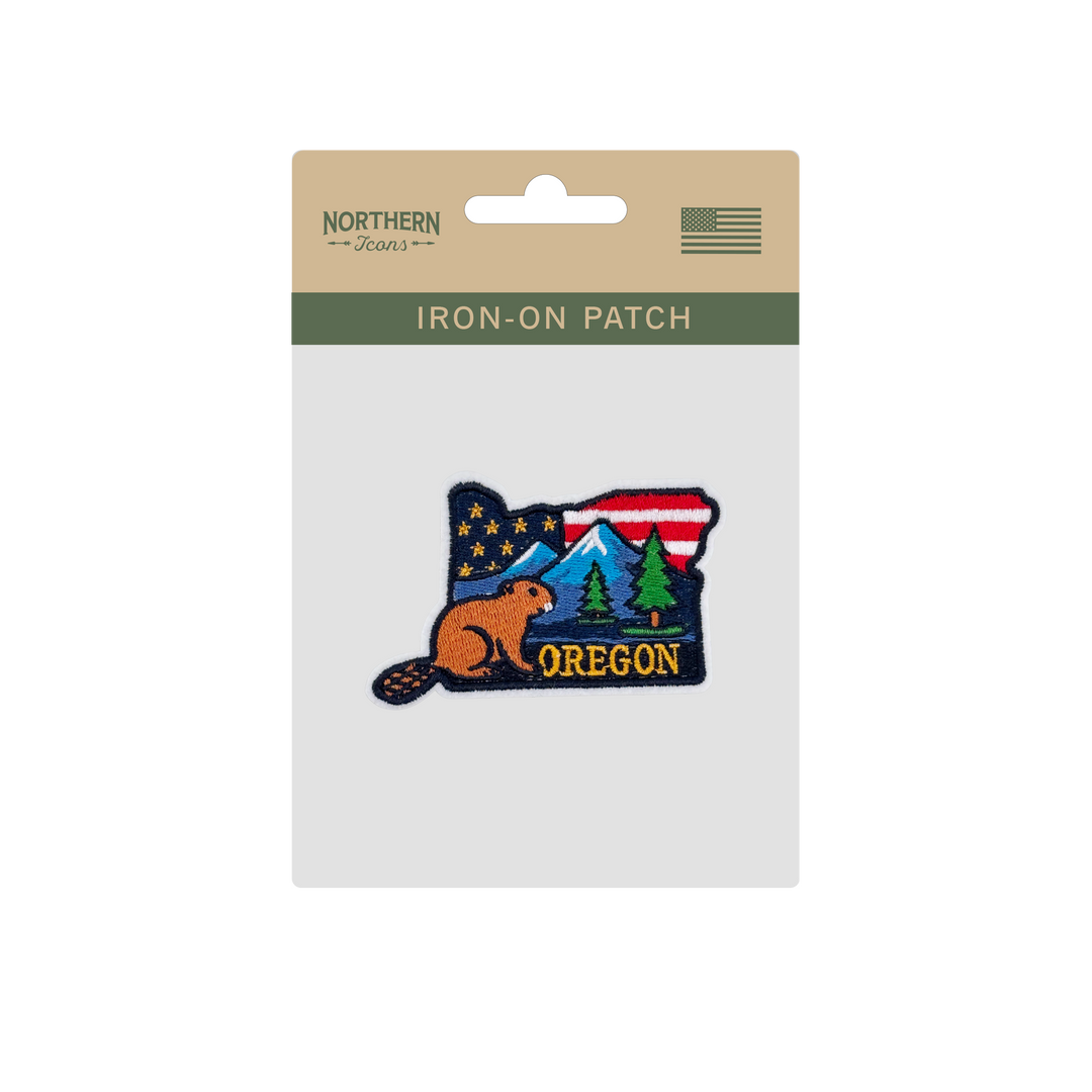 Oregon Beaver Mountain Embroidered Patch for Hats Jackets Bags