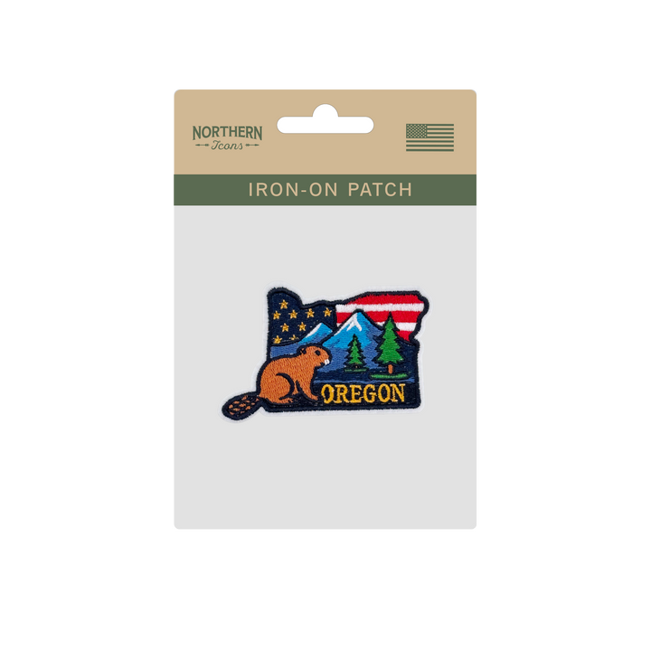 Oregon Beaver Mountain Embroidered Patch for Hats Jackets Bags