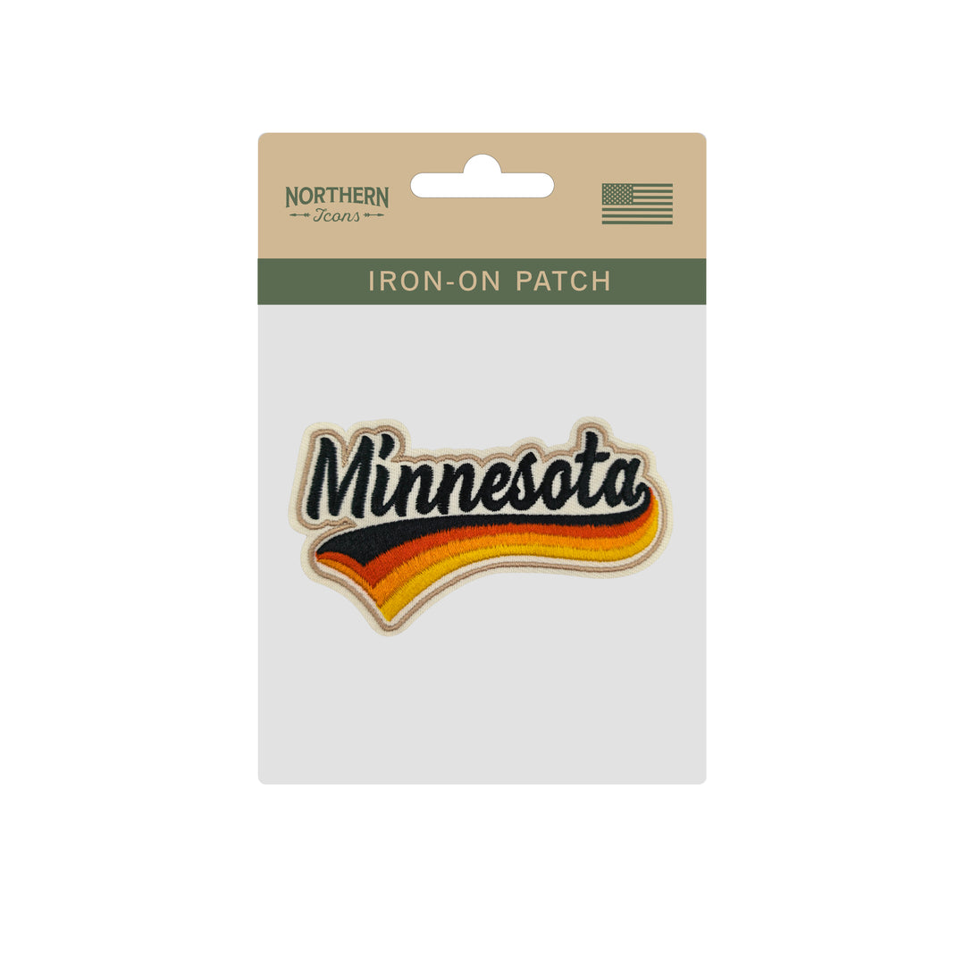 Minnesota Retro Script Embroidered Iron-On Patch | Vintage North Star State Travel Souvenir Applique for Jackets, Hats & Backpacks