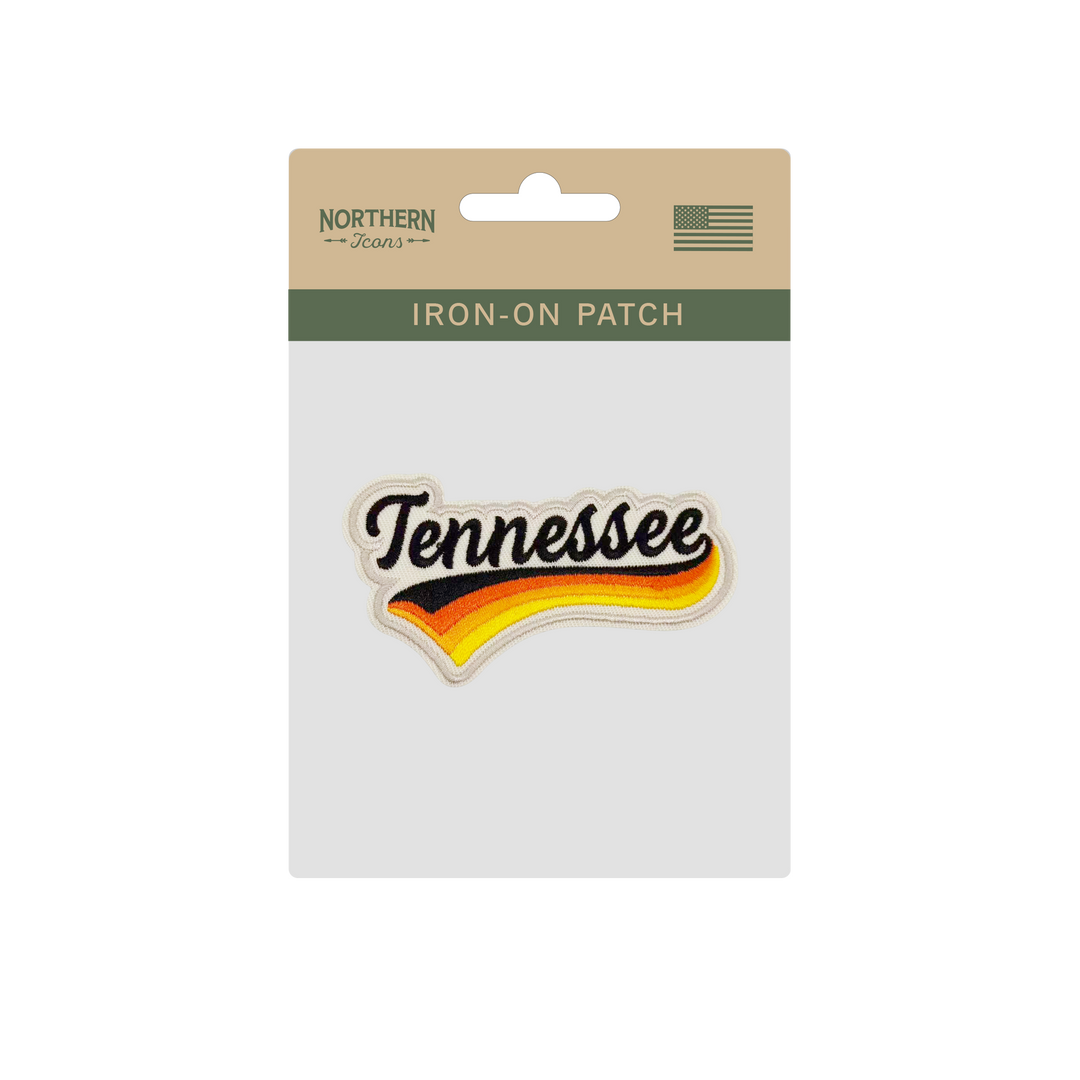 Tennessee Retro Script Embroidered Patch ¨C Vintage Travel Style Iron-On Patch
