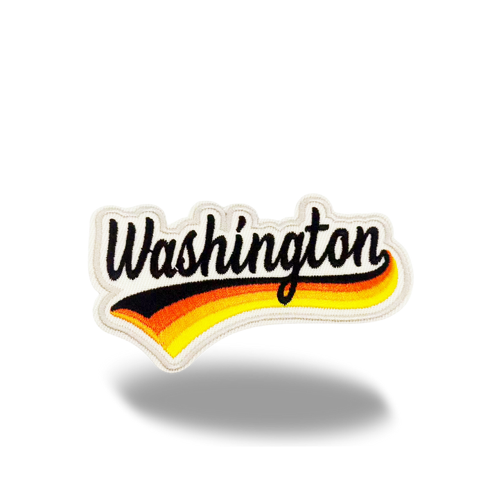 Washington Retro Script Embroidered Patch Vintage Travel Lettering Iron On