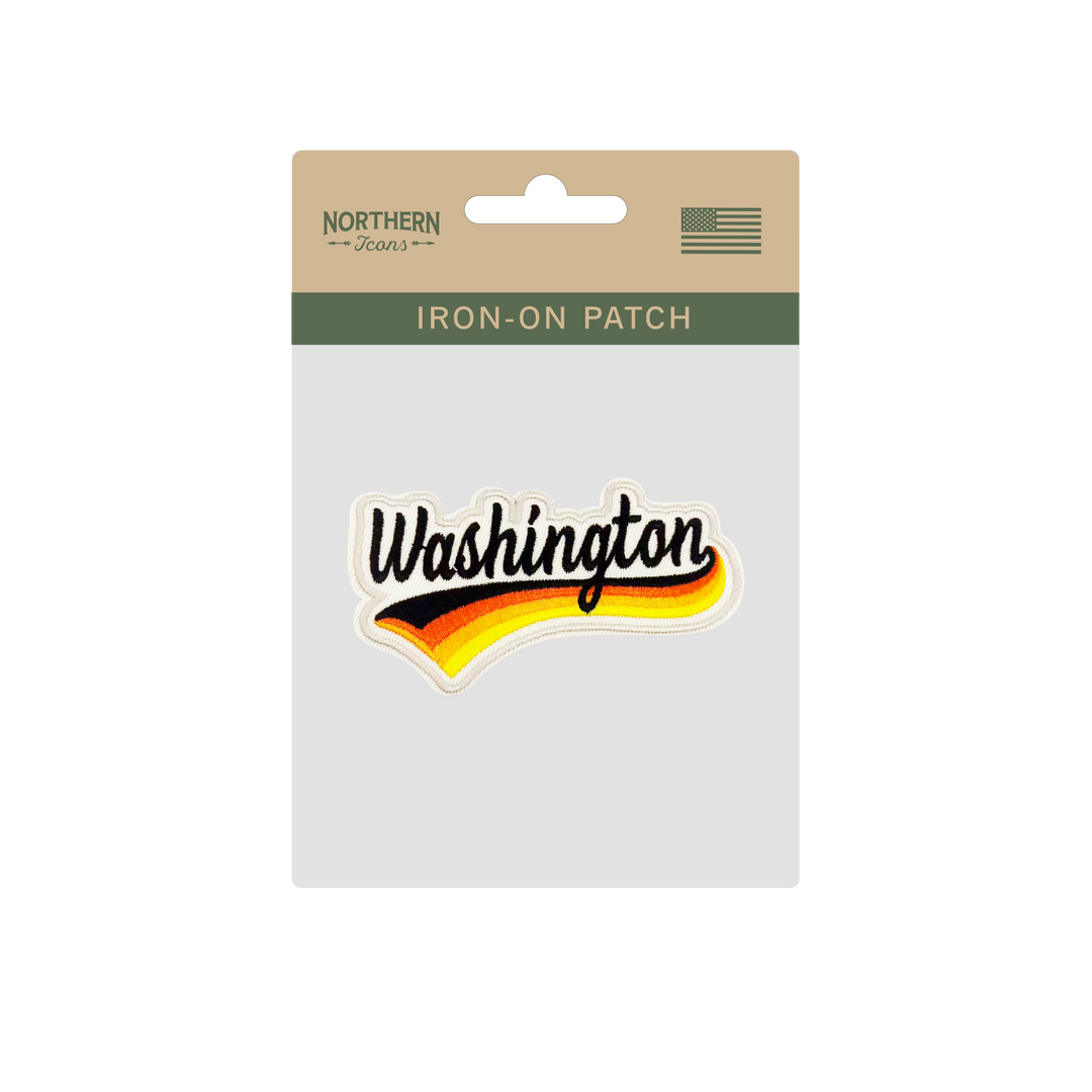 Washington Retro Script Embroidered Patch Vintage Travel Lettering Iron On