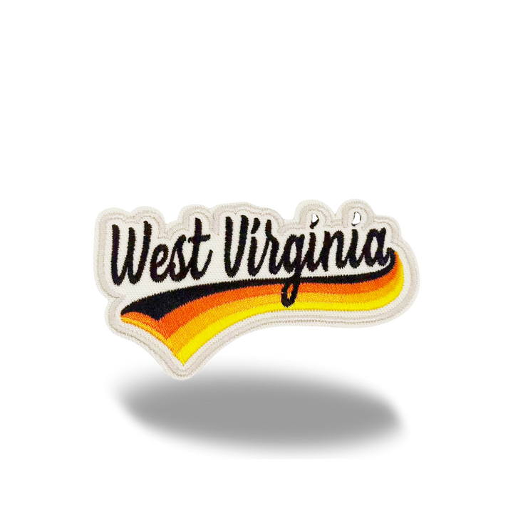 West Virginia Retro Script Embroidered Patch Vintage Lettering Travel Souvenir