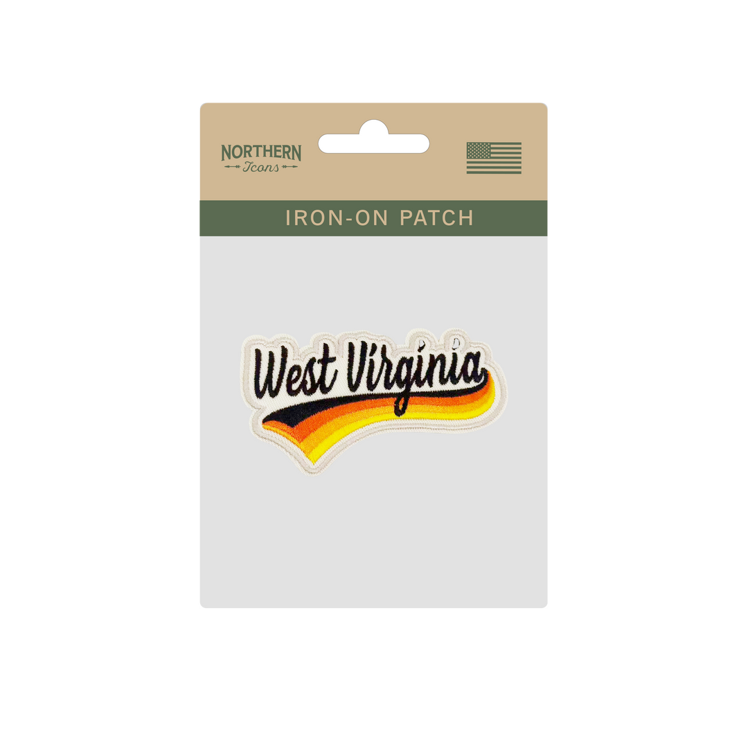 West Virginia Retro Script Embroidered Patch Vintage Lettering Travel Souvenir
