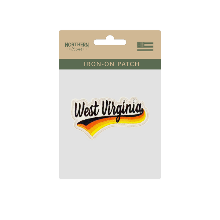 West Virginia Retro Script Embroidered Patch Vintage Lettering Travel Souvenir