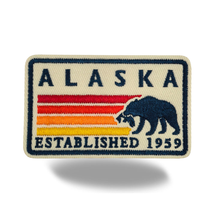 Alaska Bear Embroidered Iron-On Patch – Vintage Alaska State Souvenir Patch