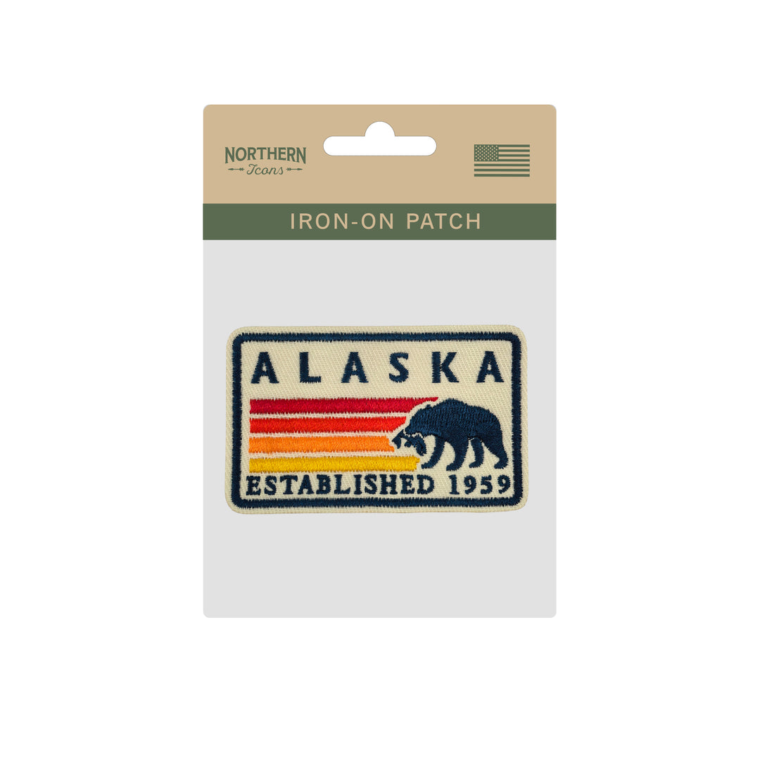 Alaska Bear Embroidered Iron-On Patch – Vintage Alaska State Souvenir Patch
