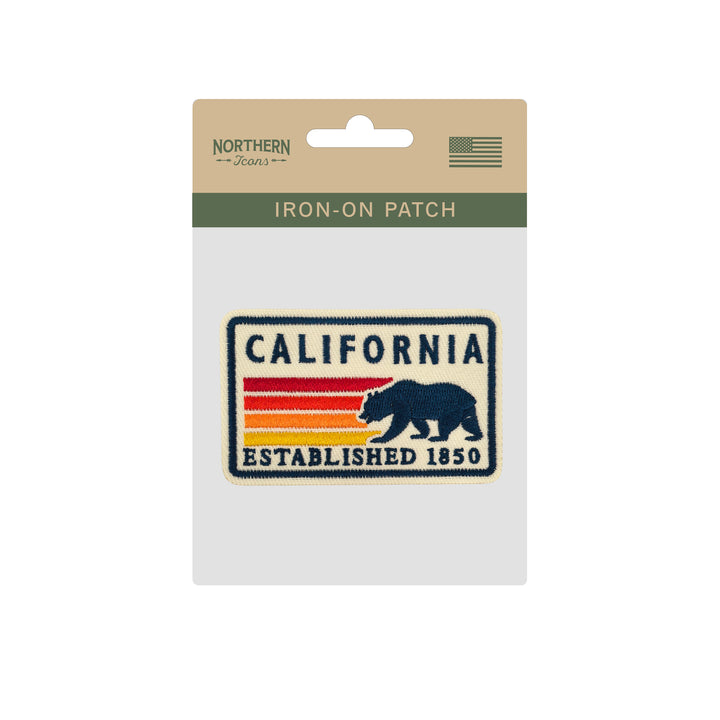 California Bear Embroidered Iron-On Patch – Vintage State Wildlife Souvenir Patch