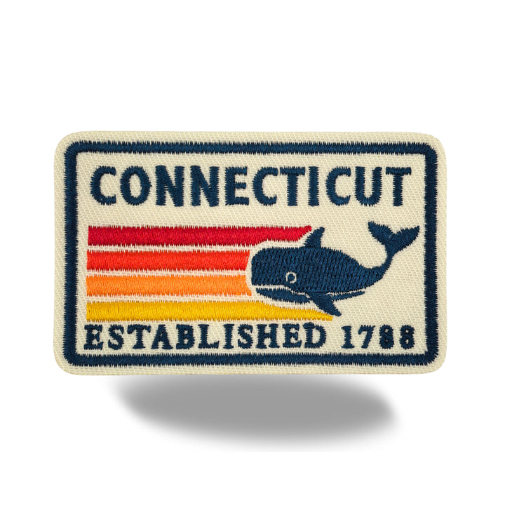 Connecticut Whale Embroidered Iron-On Patch – Vintage State Souvenir Travel Patch