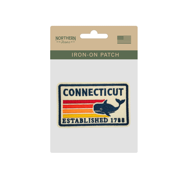 Connecticut Whale Embroidered Iron-On Patch – Vintage State Souvenir Travel Patch