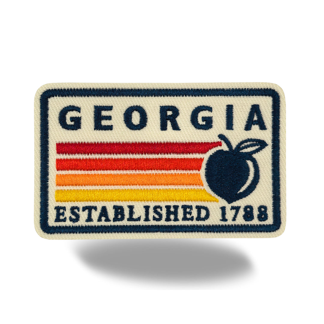 Georgia Peach Embroidered Iron-On Patch – Vintage State Souvenir Patch