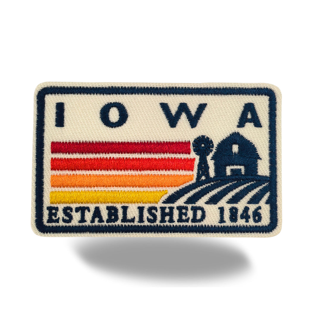 Iowa Barn & Windmill Embroidered Iron-On Patch – Vintage State Souvenir Travel Patch