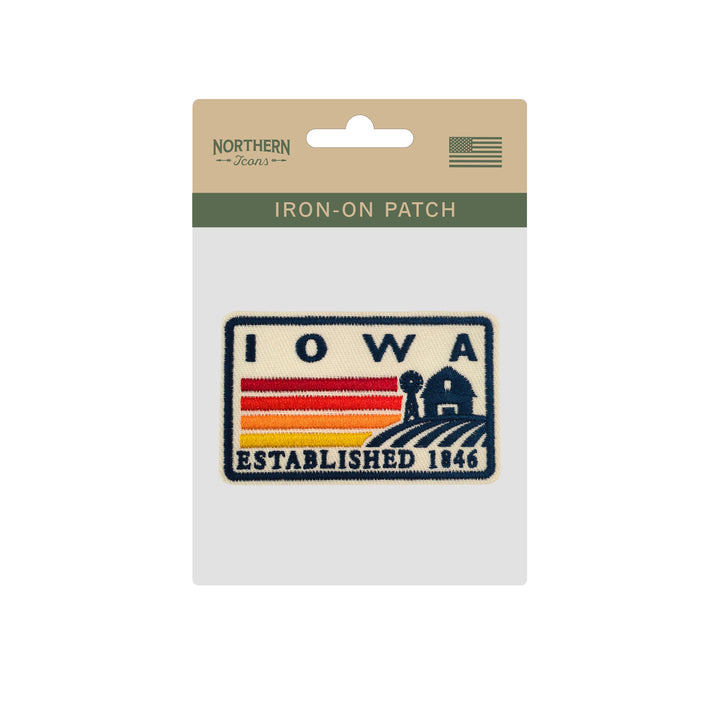 Iowa Barn & Windmill Embroidered Iron-On Patch – Vintage State Souvenir Travel Patch
