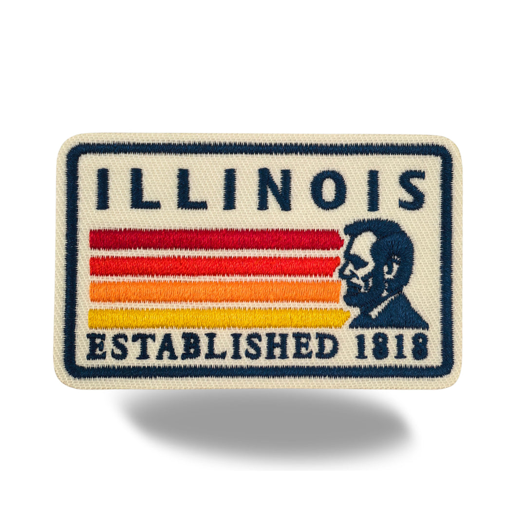Illinois Lincoln Embroidered Iron-On Patch – Vintage State Souvenir Patch