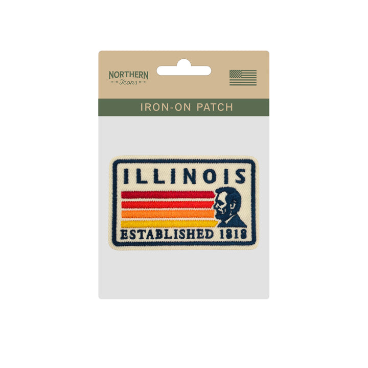 Illinois Lincoln Embroidered Iron-On Patch – Vintage State Souvenir Patch