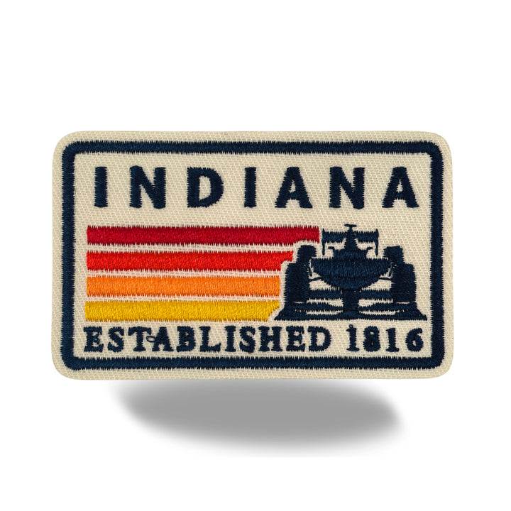 Indiana Racing Car Embroidered Iron-On Patch – Vintage State Souvenir Travel Patch