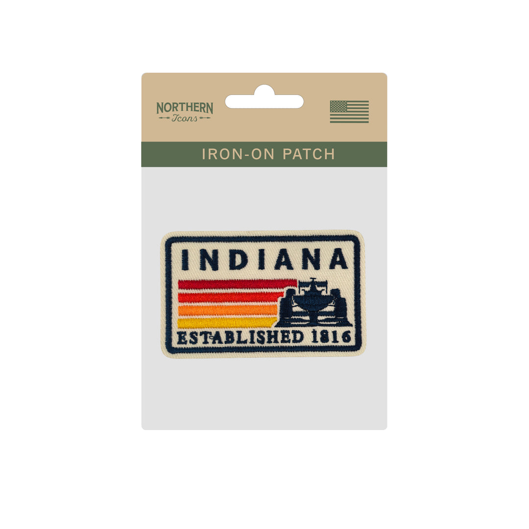 Indiana Racing Car Embroidered Iron-On Patch – Vintage State Souvenir Travel Patch