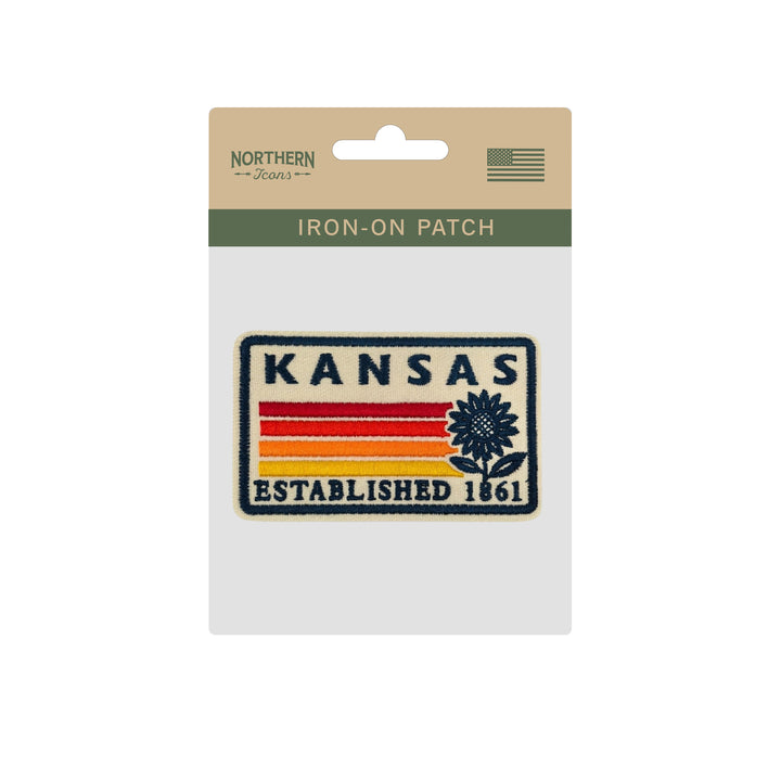 Kansas Sunflower Embroidered Iron-On Patch – Vintage State Souvenir Travel Patch