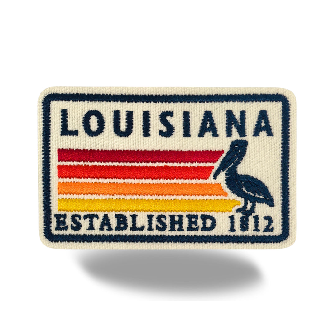 Louisiana Pelican Embroidered Iron-On Patch – Vintage State Souvenir Travel Patch