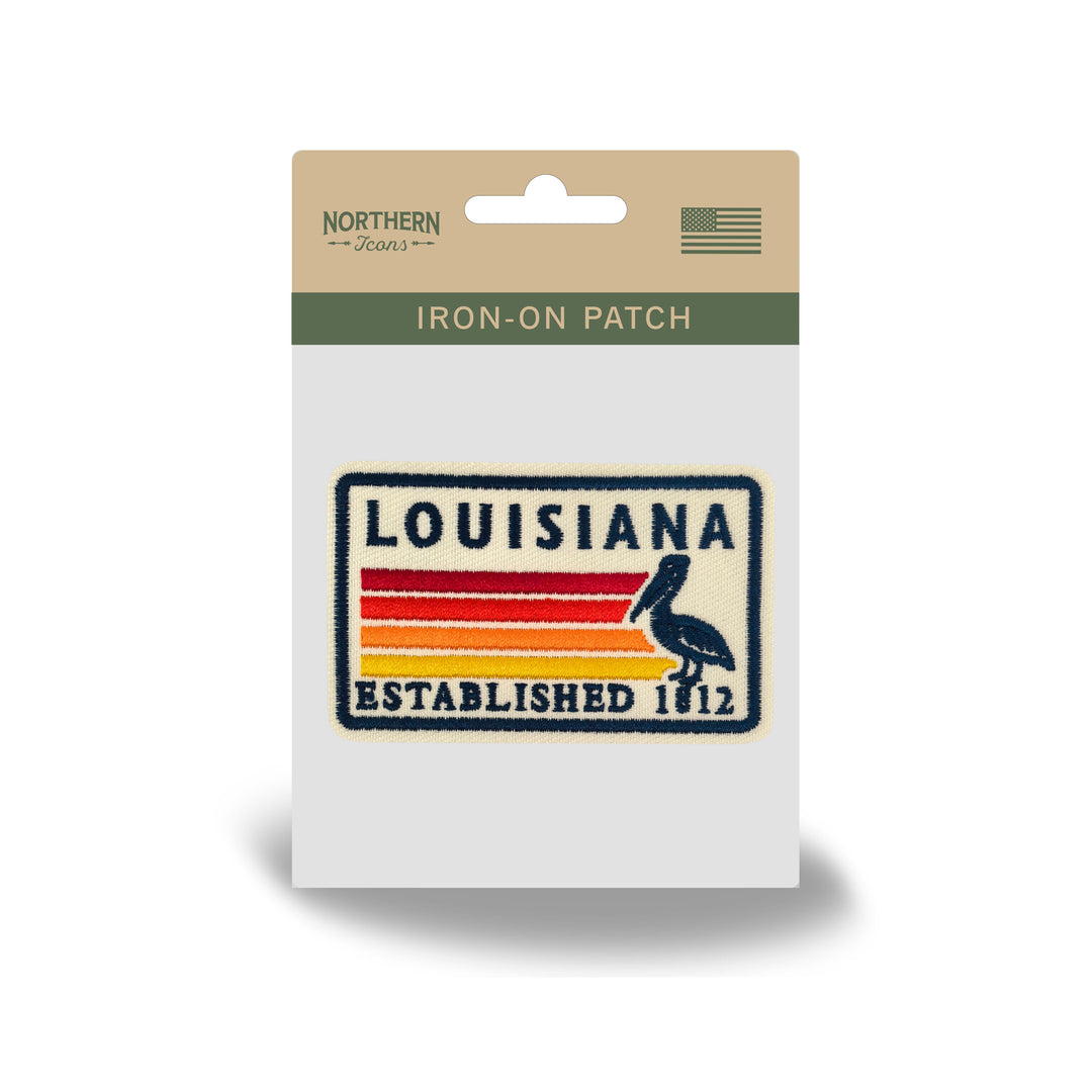 Louisiana Pelican Embroidered Iron-On Patch – Vintage State Souvenir Travel Patch