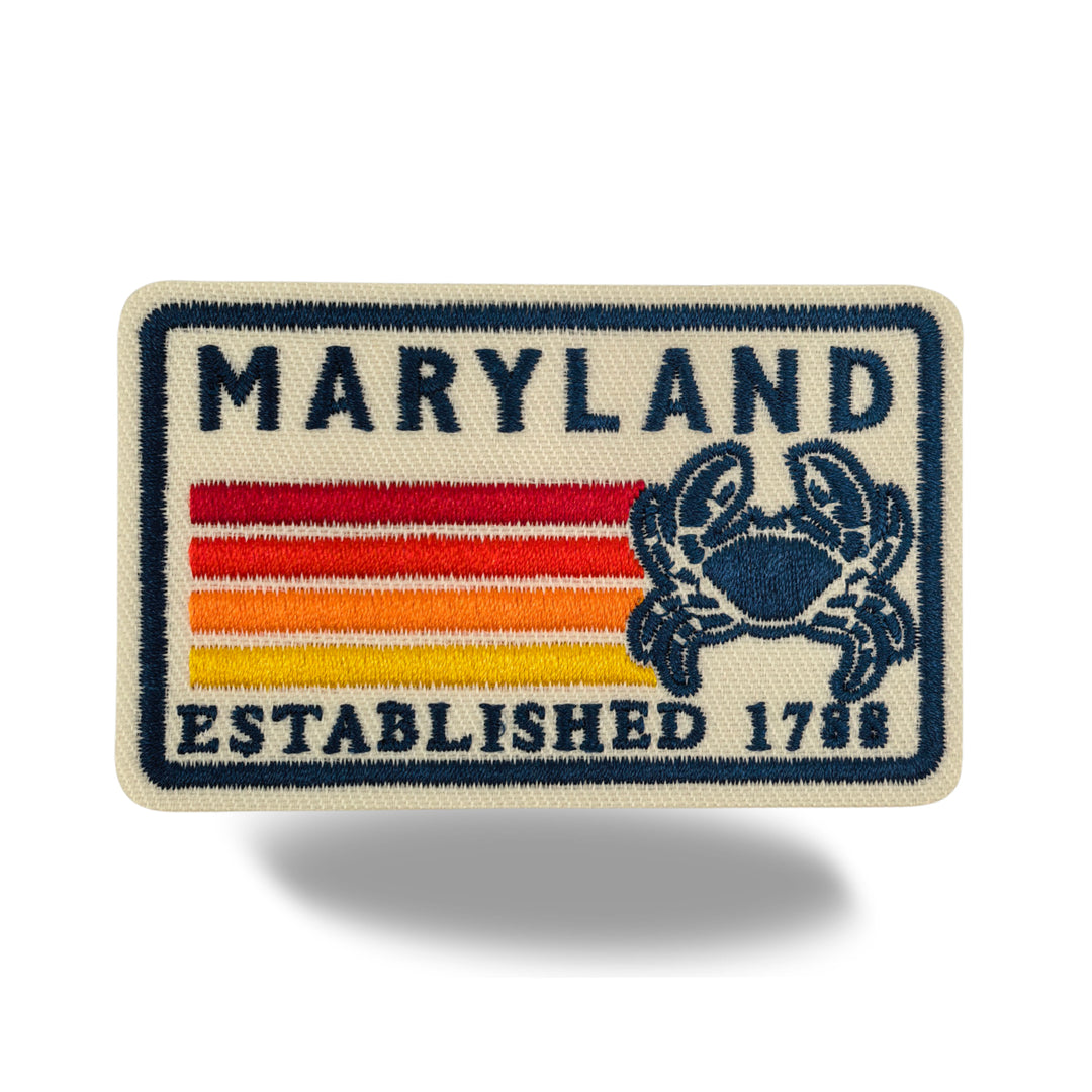 Maryland Blue Crab Embroidered Iron-On Patch – Vintage State Souvenir Patch