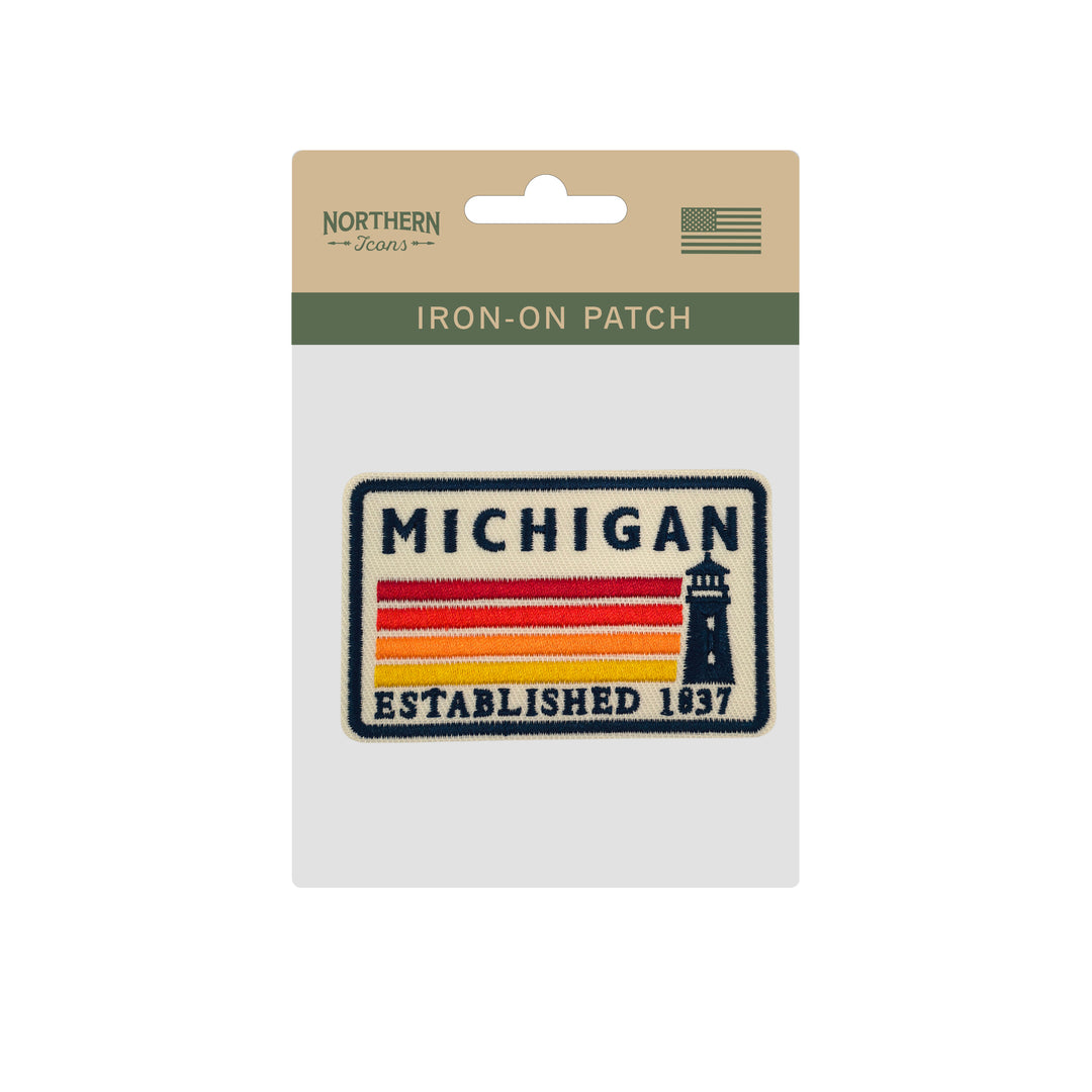 Michigan Lighthouse Embroidered Iron-On Patch – Vintage State Souvenir Patch