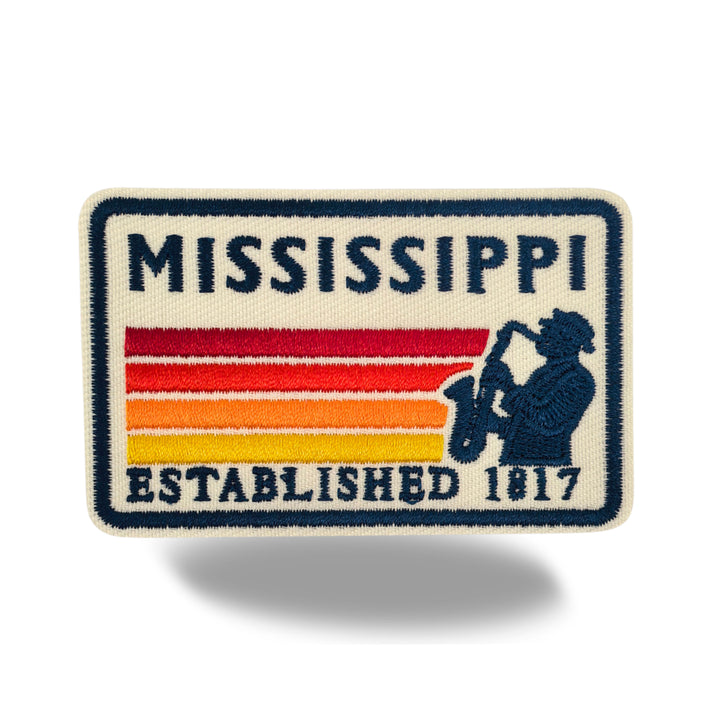 Mississippi Jazz Embroidered Iron-On Patch – Vintage State Souvenir Patch