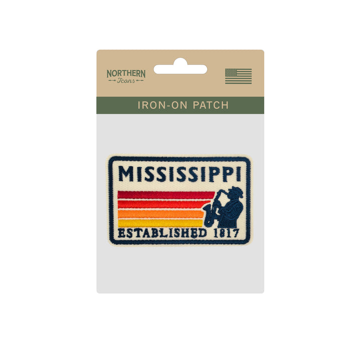 Mississippi Jazz Embroidered Iron-On Patch – Vintage State Souvenir Patch