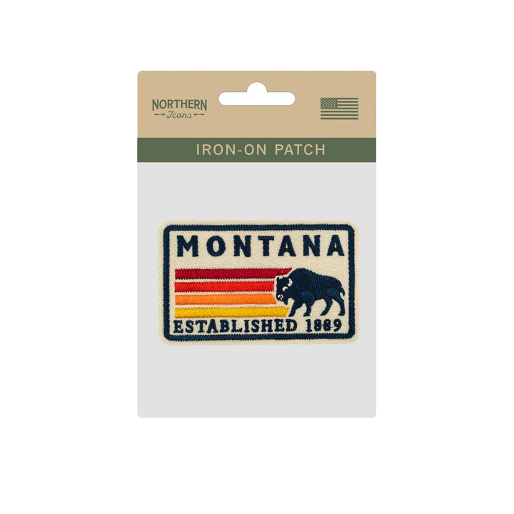 Montana Bison Heritage Embroidered Iron-On Patch | Vintage Western Travel Souvenir Applique for Jackets, Hats & Backpacks