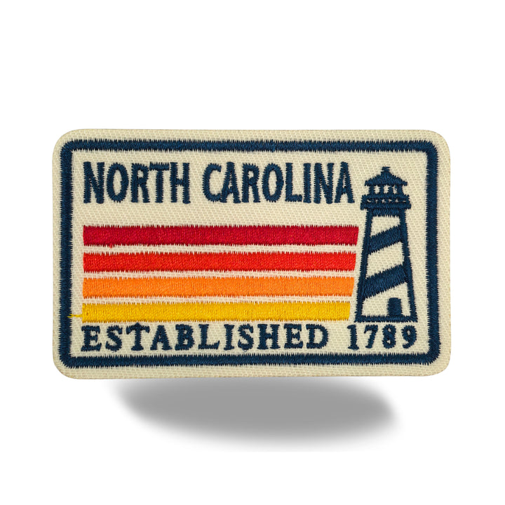 North Carolina Lighthouse Embroidered Iron-On Patch – Vintage State Souvenir Travel Patch